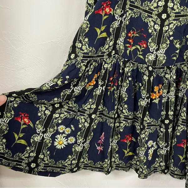 Agua Bendita X Target Blue Ruffled Ditsy Floral Mini Dress XXS Tiered Boho - Image 4