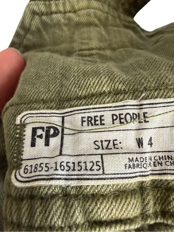 💚✨ Free People‎ Olive Green Distressed Overall Mini Dress Size 4 ✨💚 - Image 7
