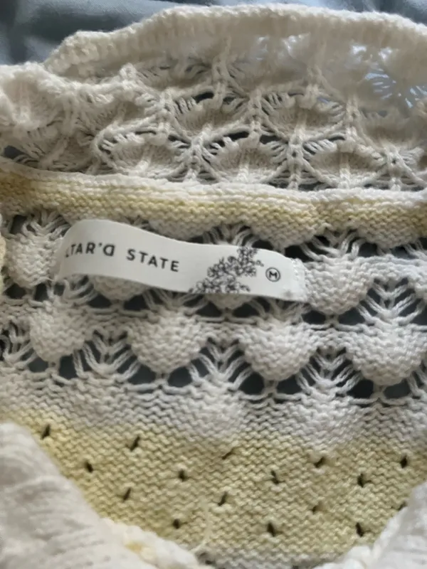 Altar'd State yellow and cream striped crochet cardigan - Image 2
