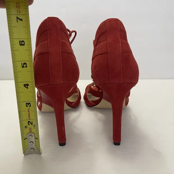 Michael Kors Mirabel Red Suede Lace Up Heel Sandal Womens 8M Strappy‎ Event - Image 6