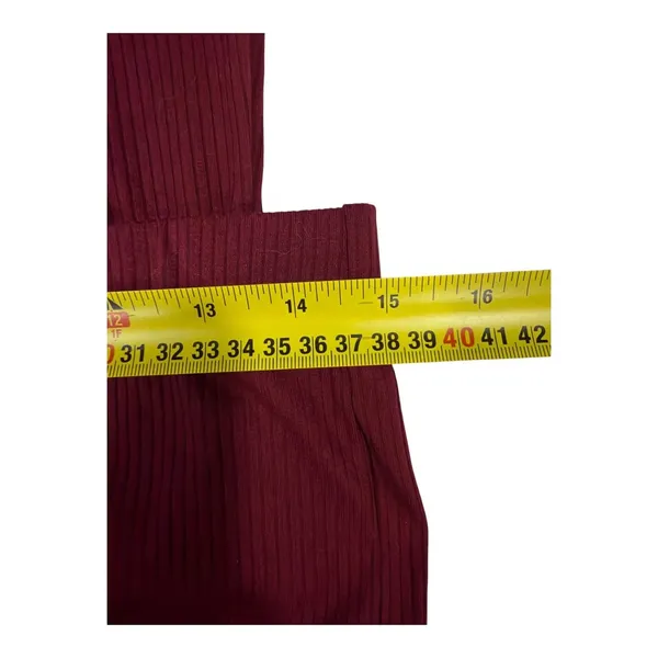 Final Touch Ribbed Knit Flare Pants Maroon Size L - Image 5