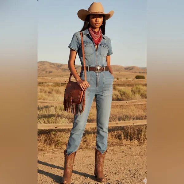 Good American denim jumpsuit, and it has a very clean, modern-utility vibe SZ 2 - Image 4