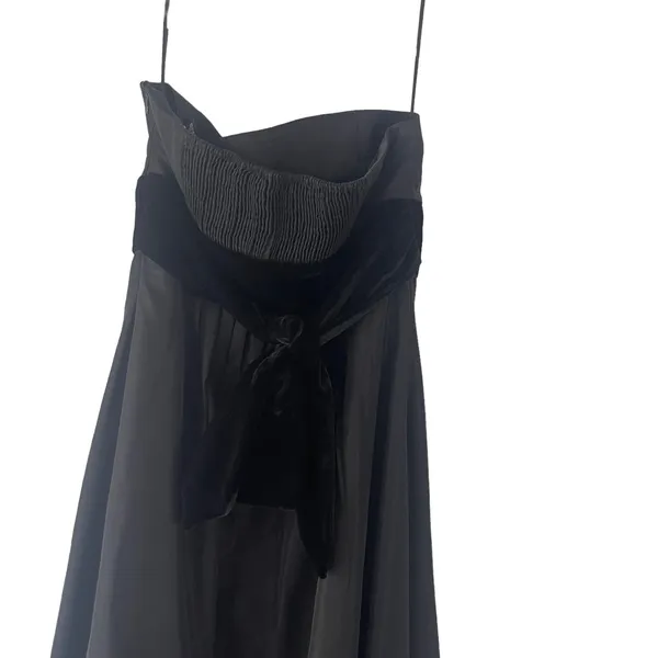 Zara Basic Small Black Strapless Fairy Grunge‎ Whimsygoth Velvet Tie Maxi Dress - Image 5