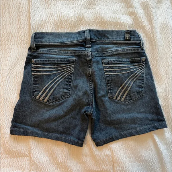 7 For All Mankind Indigo low rise Denim Shorts - Image 2