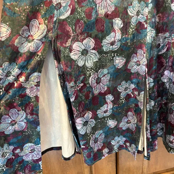 Free People Carpe Diem Convertible‎ Maxi Skirt Dress Velvet Floral Sea Glass XS - Image 6