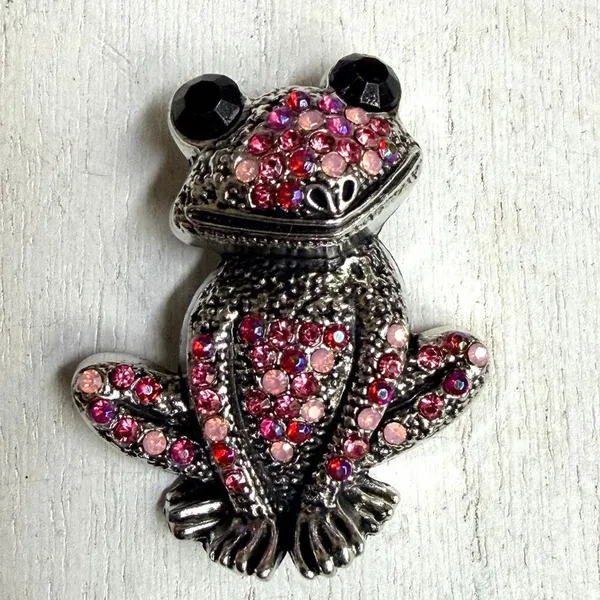 Pink Rhinestone Frog Brooch Pink - Image 7