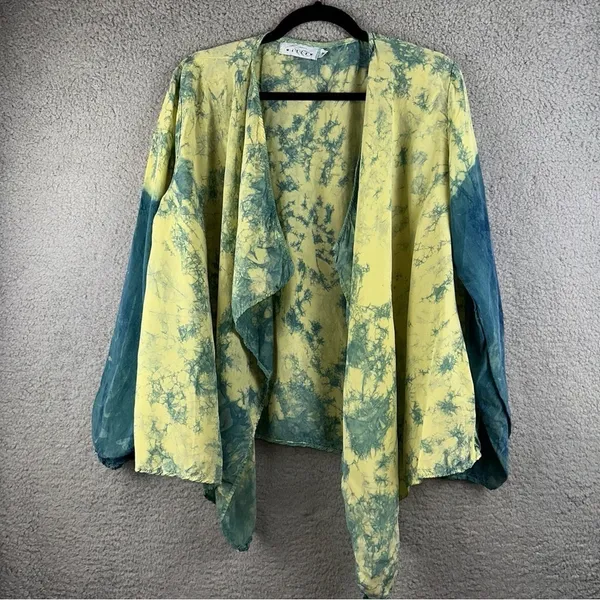 Willow Jacket Womens Medium Tie Dye Vintage Cape Art To Wear Teacher Boho Hippie - Image 2
