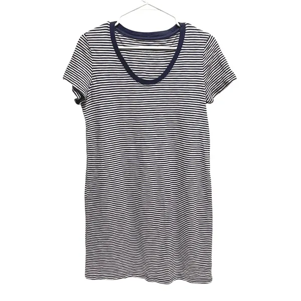 Universal Thread T-Shirt Dress Women S Blue Nautical Striped Cotton Mini Casual - Image 2
