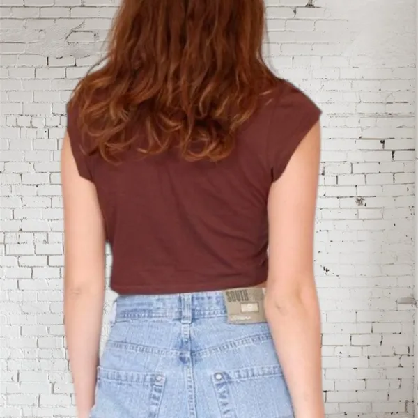 Vintage Looking H&M Brown Crop Top Grunge 2003 Med Streetwear New York Skater - Image 2