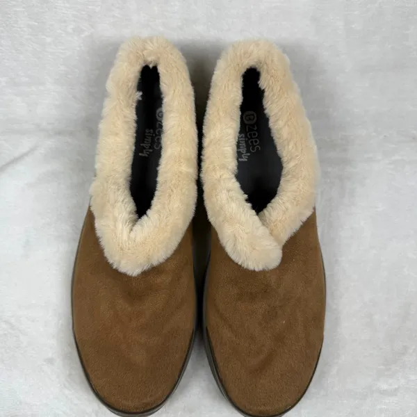 Bzees Snicker Womens 8.5M‎ Brown Faux Suede Fur Lined Slip On Comfort Shoes - Image 4