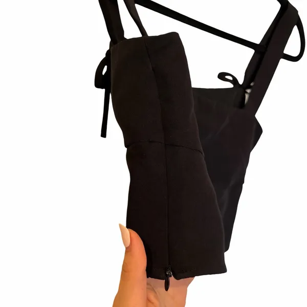 Zara Black Corset Crop Top with Bow Straps XS - Image 4