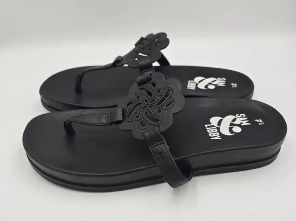 Sam & Libby Flip Flops Womens Size 7.5 Black Alexandra Thongs Summer Whimsygoth - Image 4