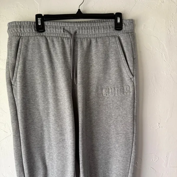 Puma Women's Gray Sweatpants Joggers Size L Logo Drawstring‎ Cuffed Athletic - Image 2