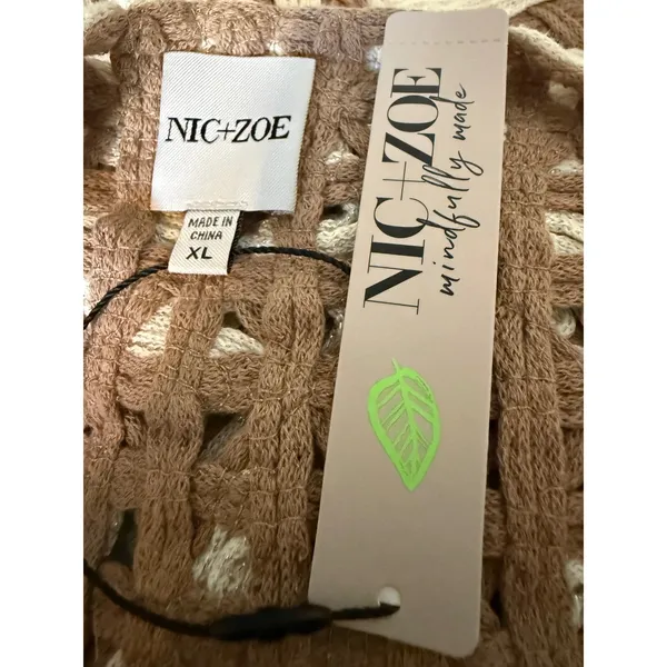 Nic zoe brown cream knit jacket cardigan nwt boho cottage dainty y2k bohemian xl - Image 10
