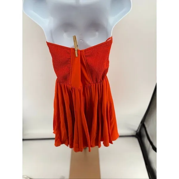 Rebecca Taylor Strapless Silk Cocktail Dress Orange Pleated Skirt Women’s 4 - Image 7