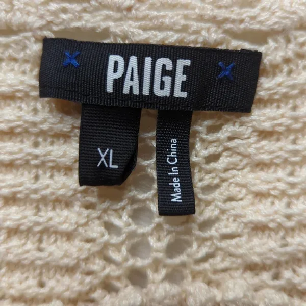 Paige Kuzuyu Ecru Crochet Sweater Women’s XL Cottage core Bohemian‎ - Image 12