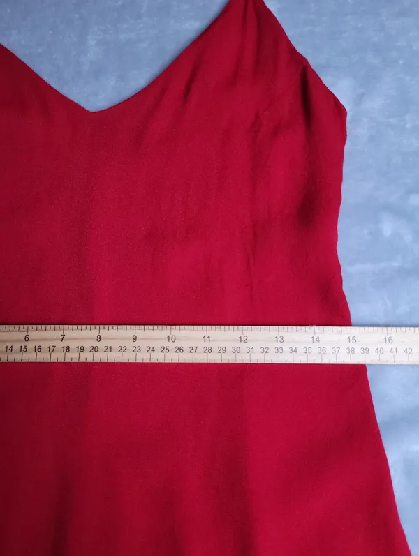 Reformation Marlowe Slip Dress Red V-Neck Spaghetti Strap Mini Slit Womens Sz S - Image 9