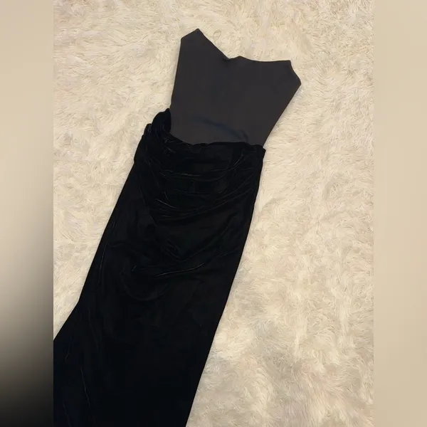 New HOUSE OF CB PERSEPHONE Black satin Strapless Dress Size S - Image 7
