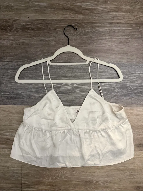 Aritzia Cream Satin Spaghetti Strap Camisole - Image 4