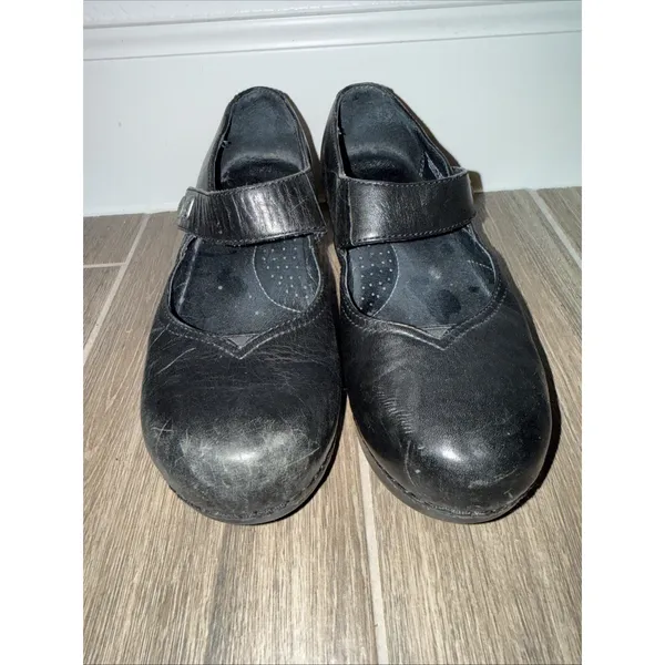 Dansko Tandy Mary Jane Black Leather Women's Shoes Strappy Comfort Clog Sz 36 - Image 8