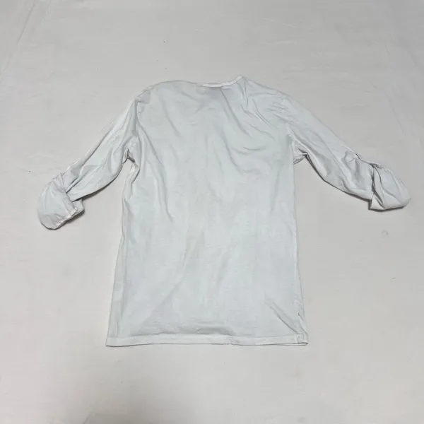 H&M White Henley Long Sleeve Shirt - Image 4