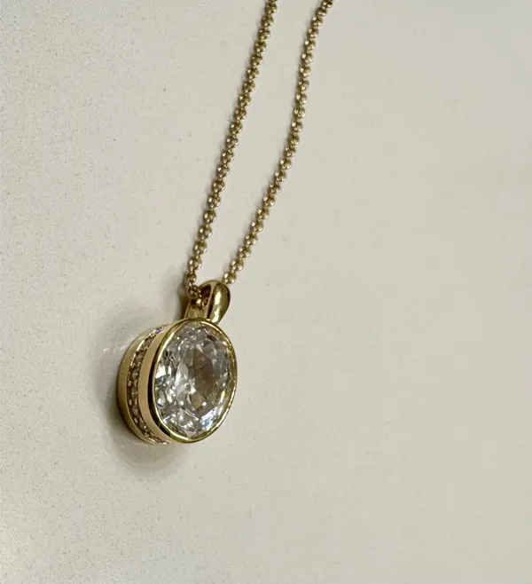 Diamonique Necklace Gold - Image 5