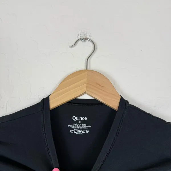 QUINCE Black Stretch Cotton Jersey Long Sleeve Bodysuit - Image 4