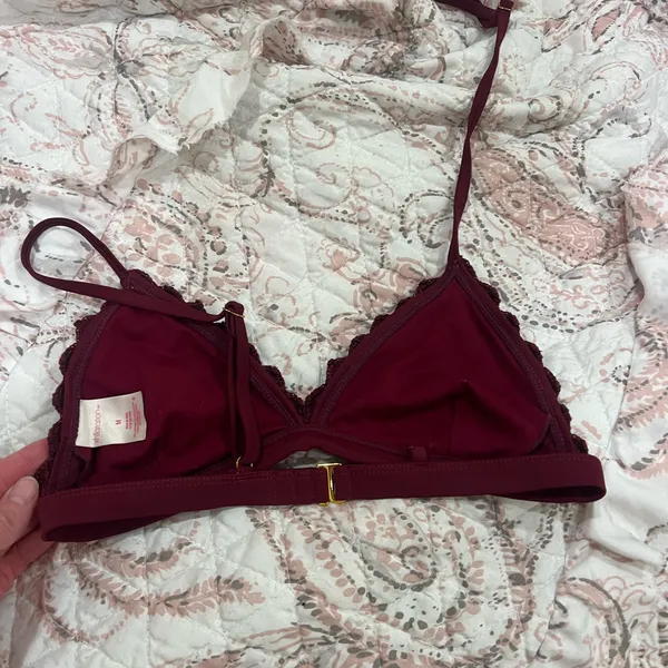 Triangle Burgundy Lace Bralette - Image 2