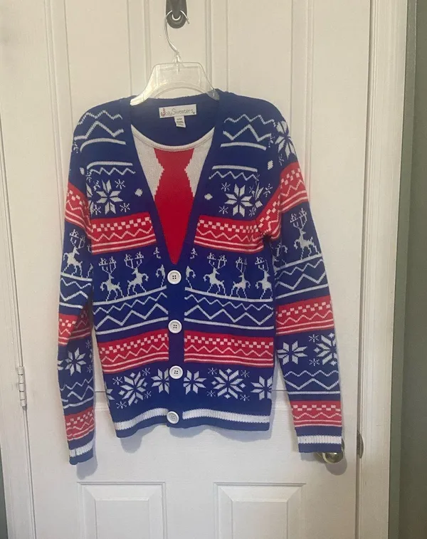 Men’s Christmas Sweater Blue - Image 2