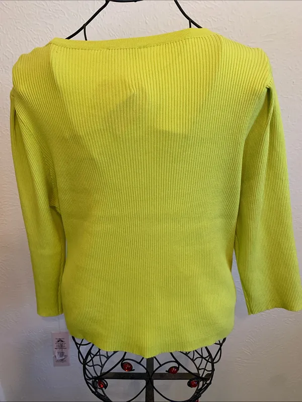 Nanette Lepore Kasper Neon Lime Chain-Trim Crewneck Sweater - Image 10