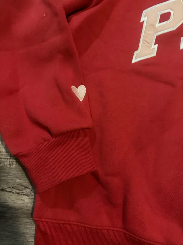 PARKE Varsity Mockneck Sweatshirt Valentines Collection Crimson +Peony L/XL NIP - Image 4