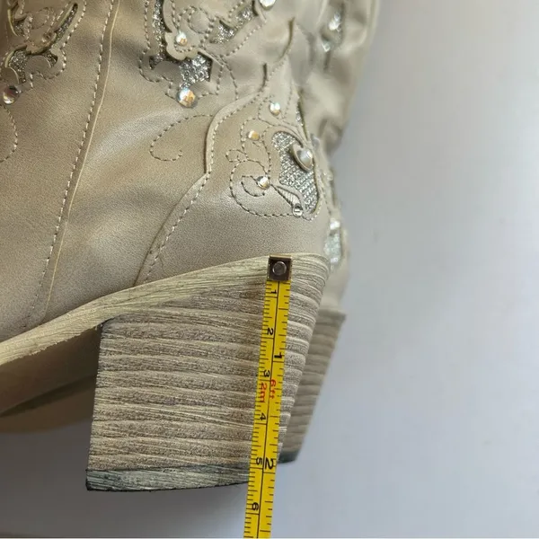 Corral Boots Women’s Size 37 6.5 Champagne Glitter Rhinestone Western Boots - Image 8
