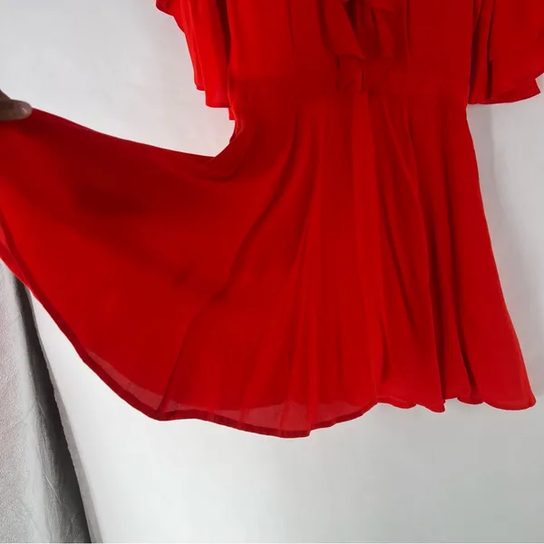 Yumi Kim Over The Edge Dress Vibrant Red Tie Front‎ Cutout Mini Size XS - Image 6