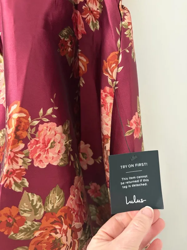 Lulu’s Unbelievably Lovely Red Floral Babydoll Empire Waist Mini Dress NWT XL - Image 6