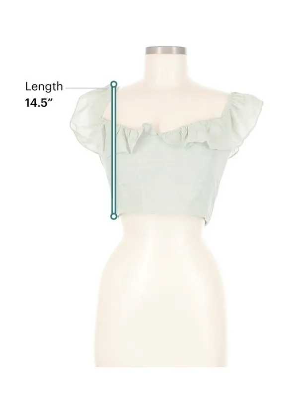 Lulus XS Sage Green Ruffle Off-Shoulder Crop Top - Image 4