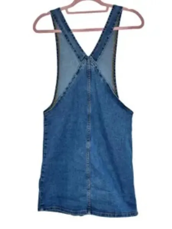 SO Denim Jumper Dress, Blue Jean Mini Pinafore, Y2K Layering Dress, Size Small - Image 2
