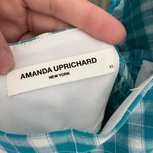Amanda Uprichard Lucietta in Dress Sutton Plaid Blue Square Neck Size XS - Image 5