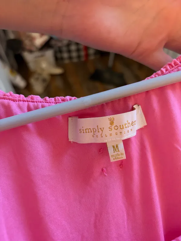 Simply Southern Pink Ruffle Dress Maxi M - Image 3