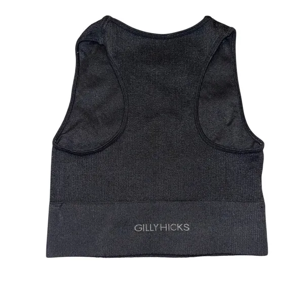 Gilly Hicks Seamless Ribbed Racerback Active Crop Top Black Womens M - Image 2
