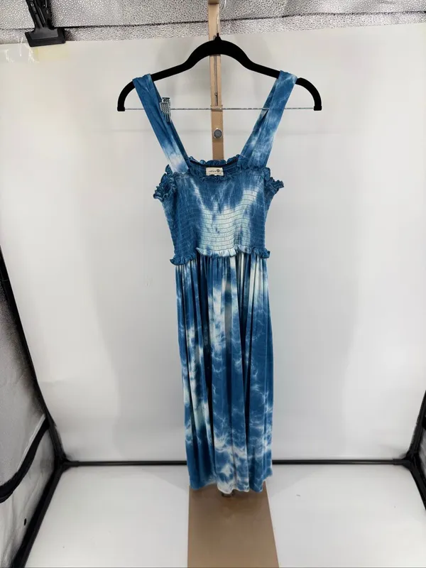 Natural Life Blue Tie Dye Smocked Dress Boho Ruffle Strap Size XS/Small - Image 5