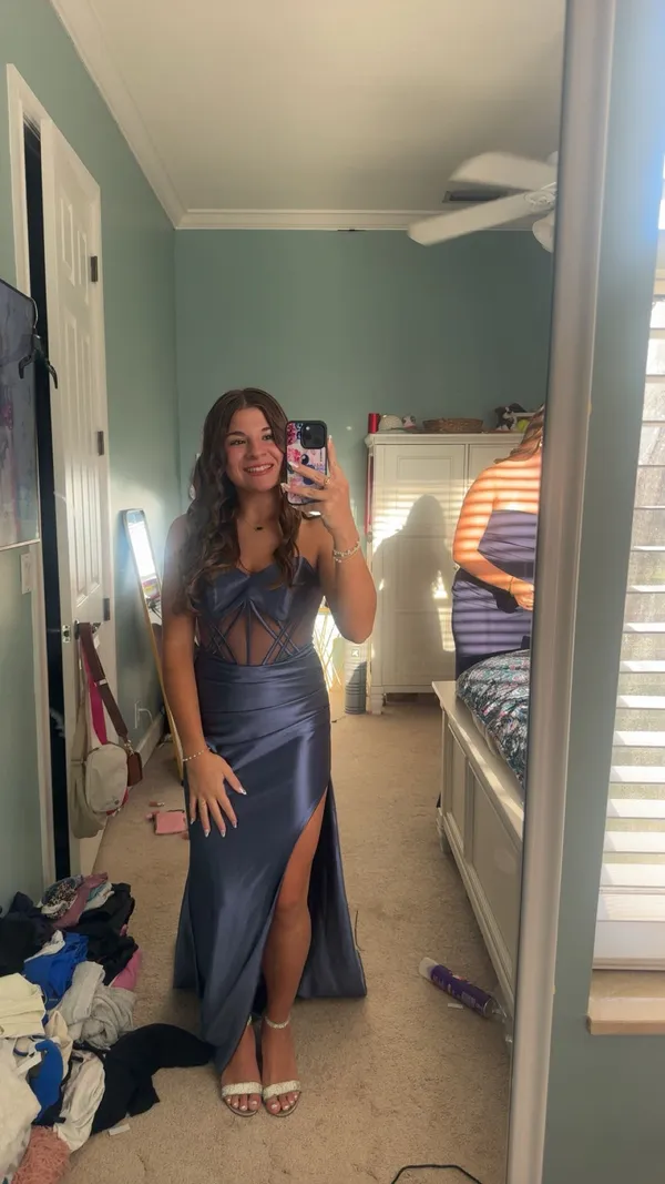 Blue corset Prom dress- Size 2- Original Price $500 - Image 3
