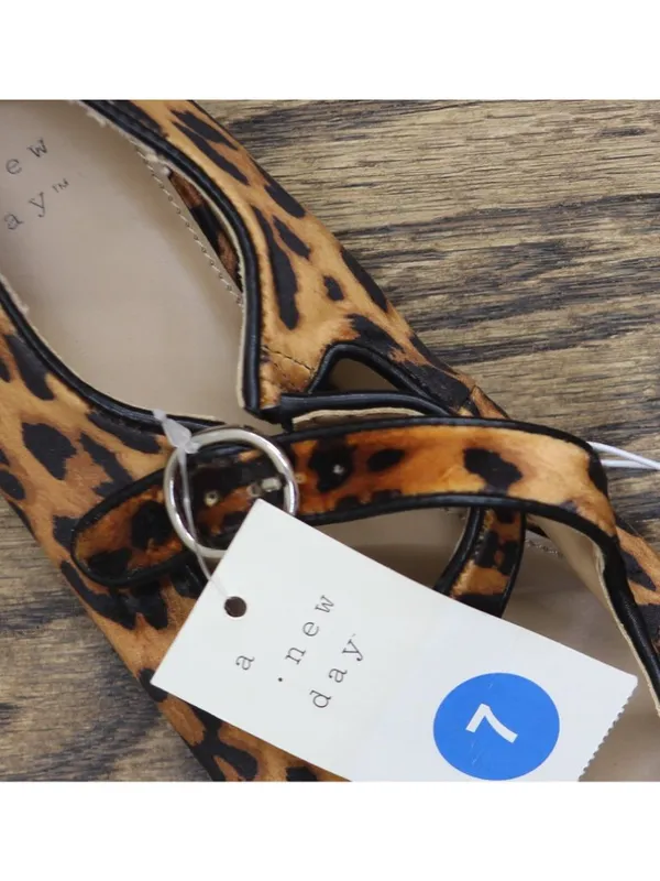 A New Day Tasmin Velvet Crisscross Strap Flats 94568227 Leopard Brown 7M - Image 8