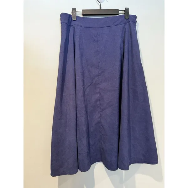 A Line Midi Skirt XL Navy Corduroy Prairie Retro Mod Minimalist Academia Cottage - Image 2
