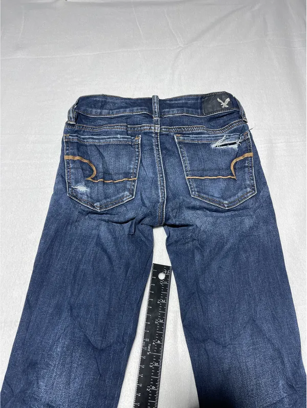 American Eagle Dark Wash Distressed Skinny Jeans Size 00 Regular - Image 7