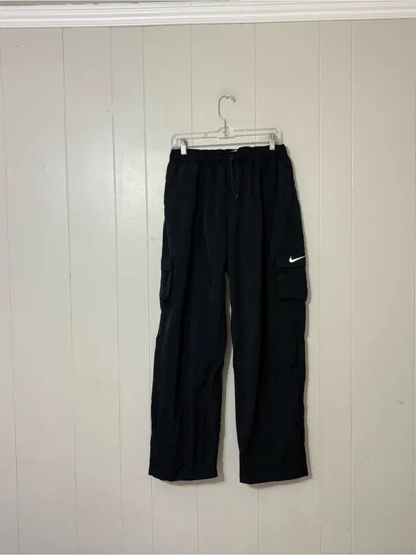 Nike NSW Street Woven Cargo Pants Women’s L Black Parachute Utility Y2K - Image 2