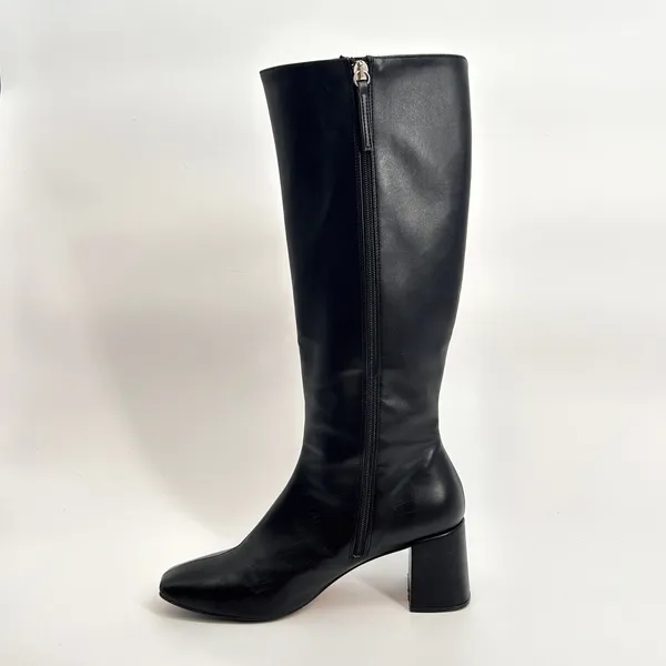 SVEGAN Knee High Boots Women's Black Vegan Leather Block Heel Made‎ in Spain 9.5 - Image 6