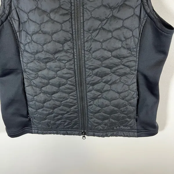 LL Bean PrimaLoft Packaway Vest Womens Small Black‎ Quilted Full Zip Gorpcore - Image 3