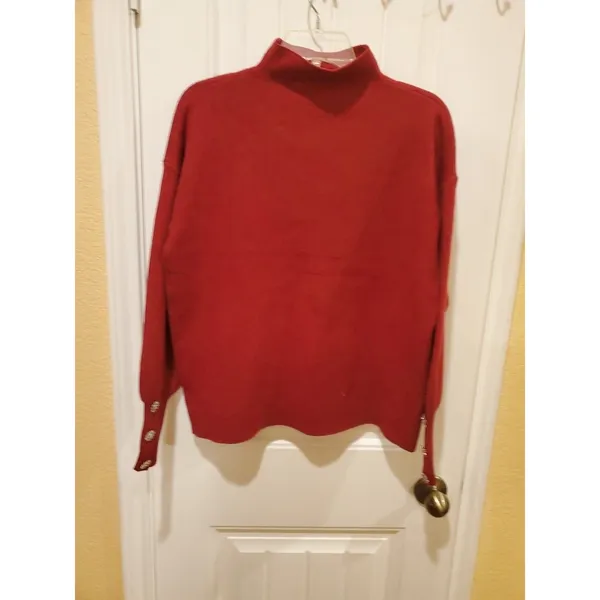 TAHARI Pure Luxe Sweater Red Mock Neck XL - Image 9