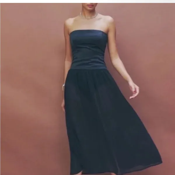 NWT‎ Reformation Florissant Black Satin Sheer Dress Sz 12 $298 - Image 3