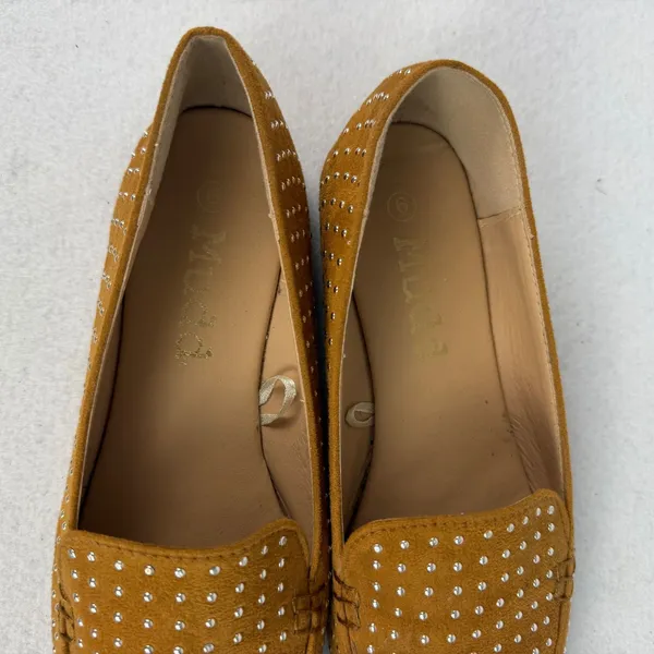 Mudd Loafers Womens 6 Studded Faux Suede Pointed Toe Mustard‎ Boho - Image 11